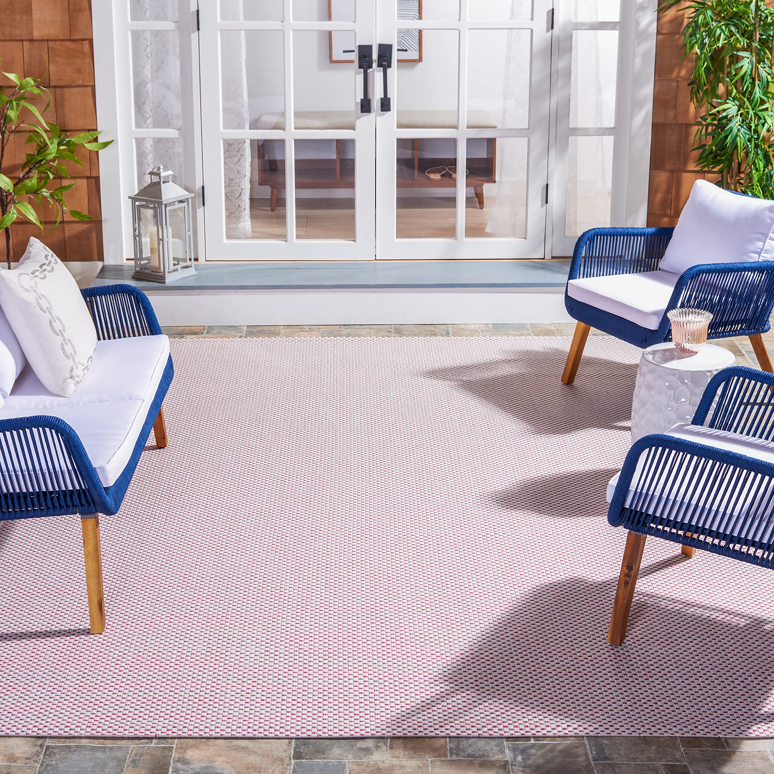 SAFAVIEH Courtyard Collection 67 Square Ivory/Pink CY8521 Indoor/ Outside Waterproof Easy cleansingPatio Backyard Mudroom Area 