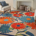 Nourison Aloha Outdoor Multicolor 10' X 14' Area Rug, Easy Cleaning, Non Shedding, Bed Room, Living Room, Dining Room, Deck, Backyard, Patio (10X14)