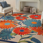 Nourison Aloha Outdoor Multicolor 10' X 14' Area Rug, Easy Cleaning, Non Shedding, Bed Room, Living Room, Dining Room, Deck, Backyard, Patio (10X14)