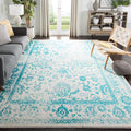 SAFAVIEH Adirondack Collection Area Rug - 6 Square, Ivory & Teal, Oriental Distressed Design, Non-Shedding & Easy Care, Ideal f