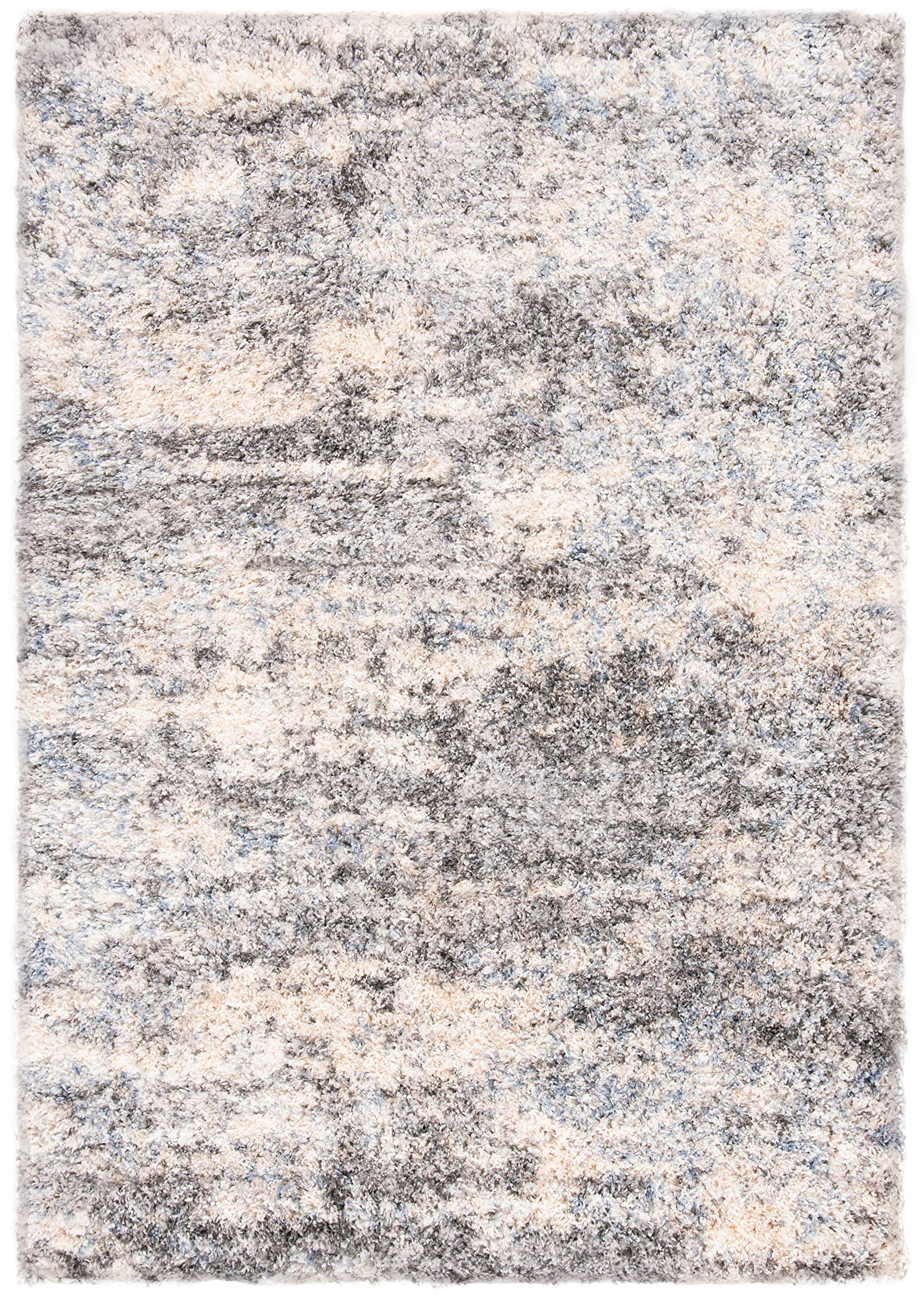 Safavieh Berber Shag Collection 2' x 3' Grey/Cream BER219G Modern Abstract Non-Shedding 1.2-inch Thick Entryway Living Room Foye
