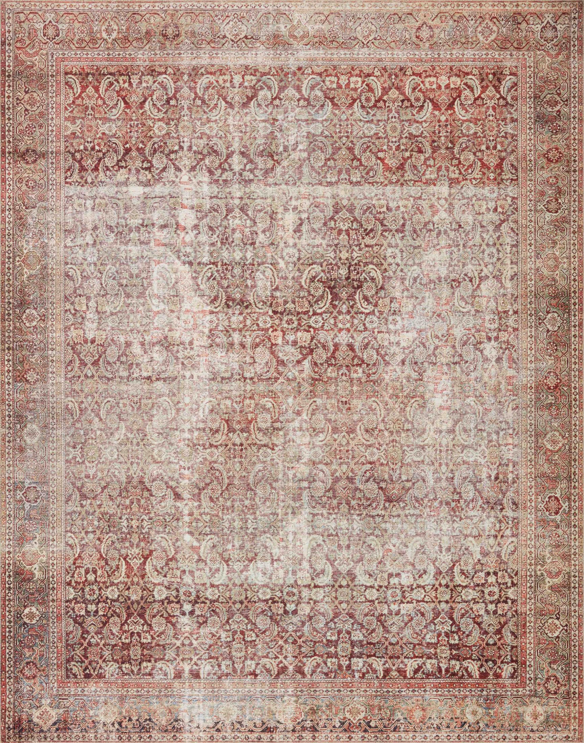 Loloi LAYLA Collection, LAY-11, Cinnamon / Sage, 2-0 x 5-0, .13 Thick, Accent Rug, Soft, Durable, Vintage Inspired, Distressed