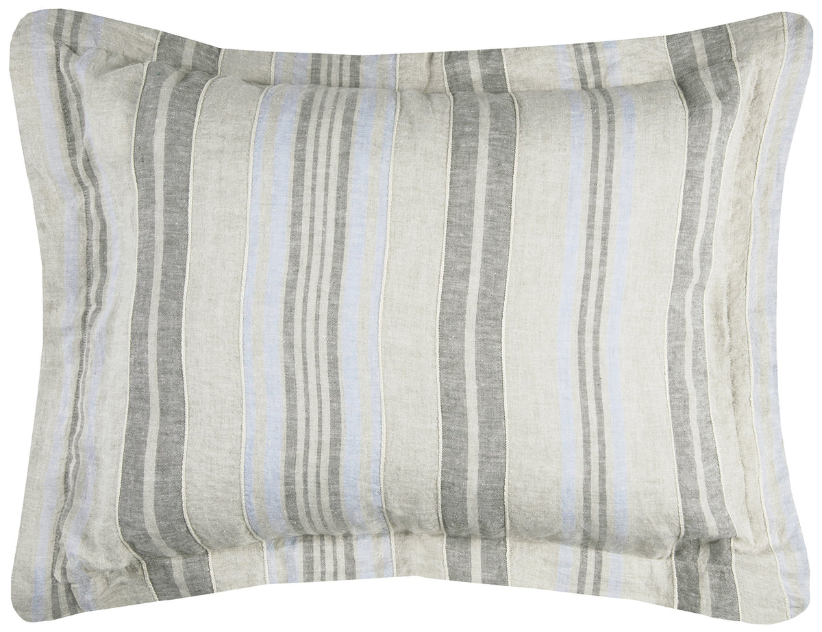 Rizzy Home | BT4229 | Standard Sham | 20"x26" Gray/Blue/Neutral Stripe