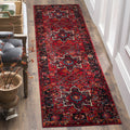 SAFAVIEH Vintage Hamadan Collection Runner Rug - 23 x 18, Red & Multi, Oriental Traditional Persian Design, Non-Shedding & Eas