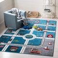 SAFAVIEH Carousel Kids Collection CRK192K Neighborhood Non-Shedding Playroom Nursery Bedroom Accent Area Rug 4 x 6 Turquoise/I