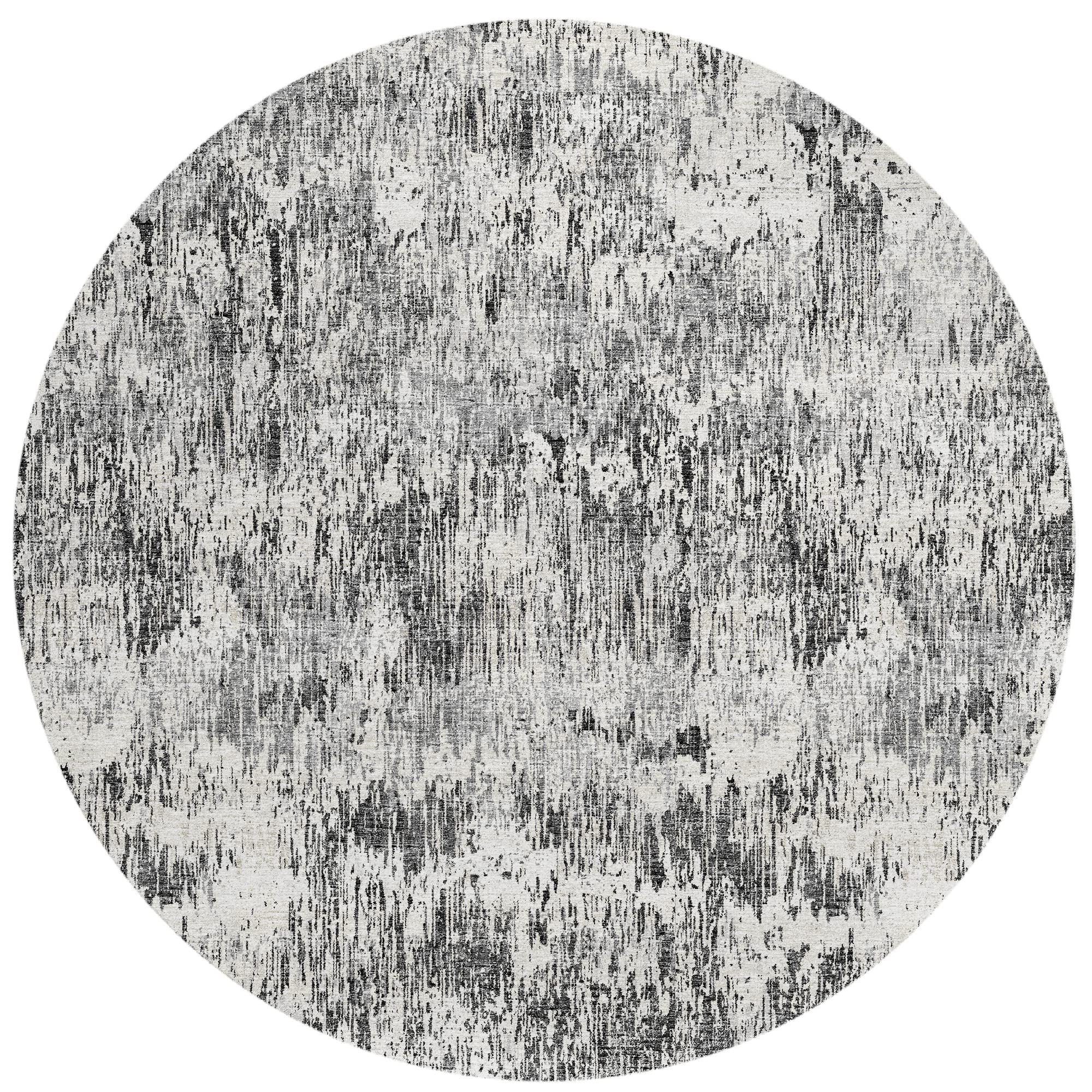 Addison Rugs Indoor/Outdoor Accord Aac31 Gray Washable 8' X 8' Indoor Outdoor Round Rug, Easy Clean, Machine Washable, Non Shedding, Bedroom, Living Room, Dining Room, Kitchen, Patio Rug