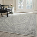SAFAVIEH Adirondack Collection Area Rug - 8 Square, Ivory & Silver, Oriental Medallion Design, Non-Shedding & Easy Care, Ideal 