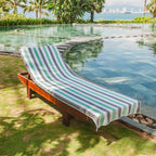 Arkwright Cabo Chaise Lounge Cover - Pack Of 2 - Striped Soft Cotton Cabana Towel With Pocket Holder For Beach Pool Outdoor Chair, 30 X 85 In., Grey/Mint