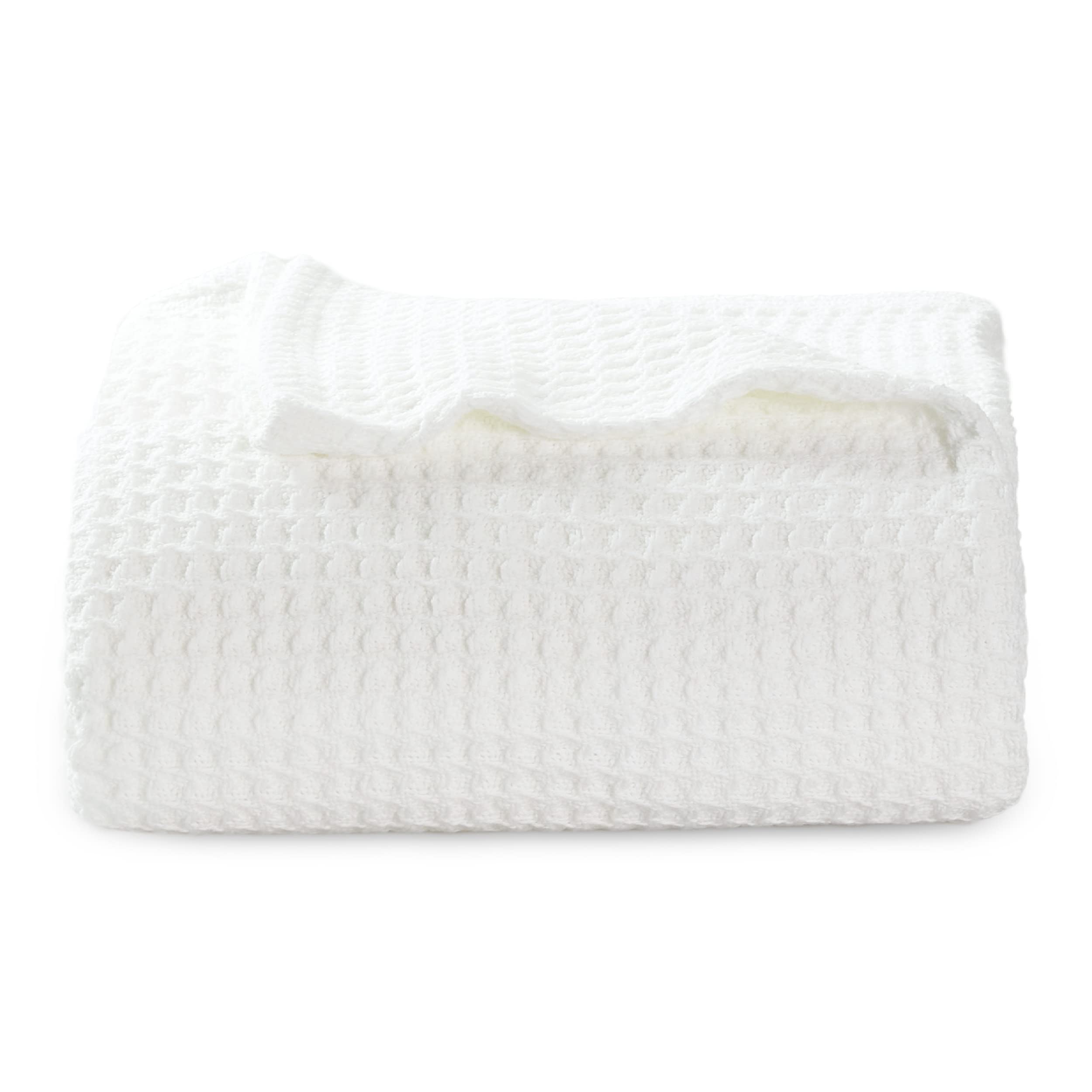 Bedsure 100% Cotton Large Throw Blanket For Couch - Waffle Weave White Throw Blanket For Bed, Lightweight And Soft Fall Throw Bl
