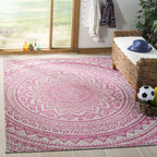 Safavieh Courtyard Collection 32.4' X 60' Light Grey/Fuchsia Cy8734 Indoor/ Outdoor Waterproof Easy Cleaning Patio Backyard Mudroom Area Rug