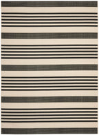 Safavieh Courtyard Collection Area Rug - 9' X 12', Black & Bone, Stripe Design, Non-Shedding & Easy Care, Indoor/Outdoor & Washa