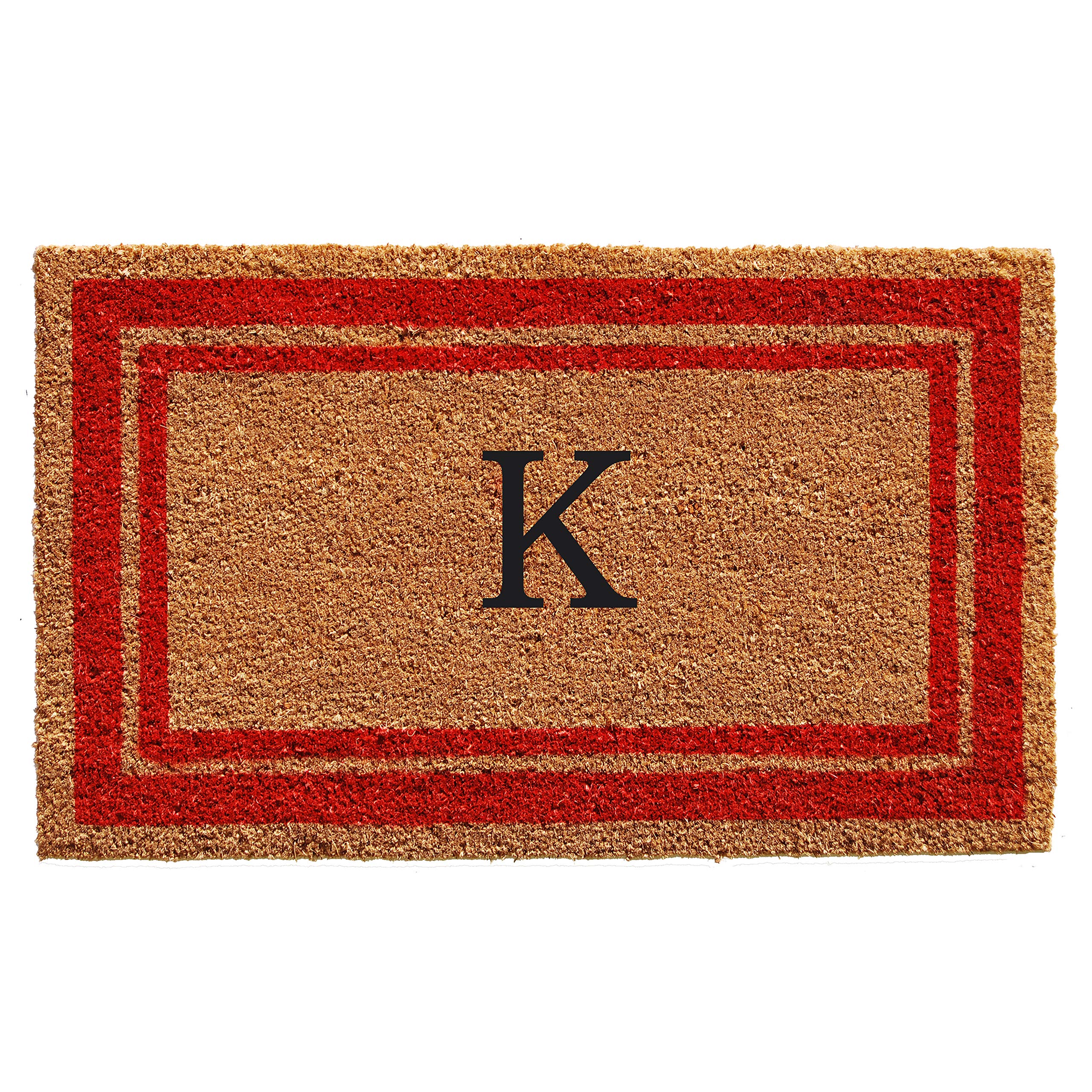 Calloway Mills 153031830K Red Border 18 x 30 Monogram Doormat, (Letter K)