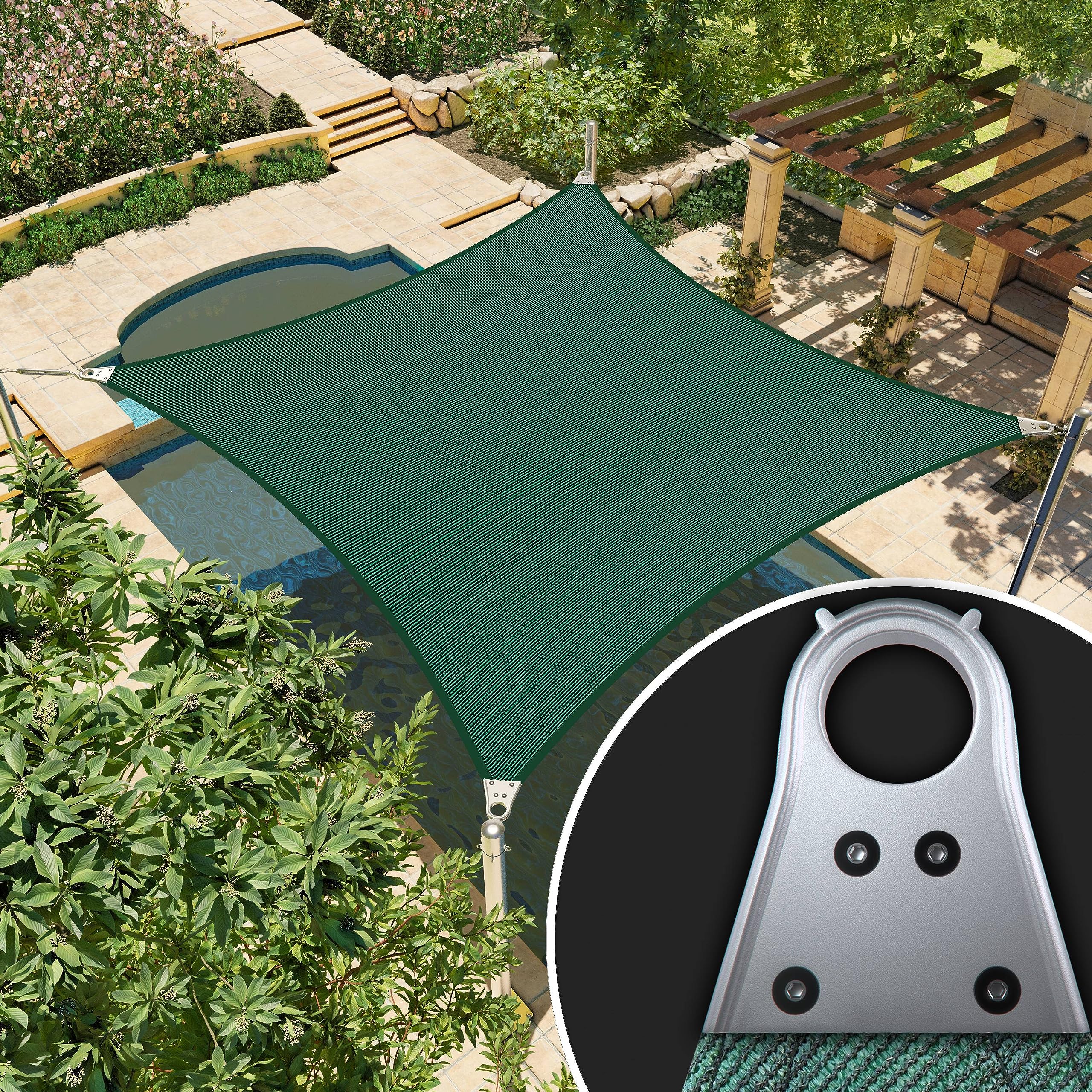 Amgo 7' X 40' Green Rectangle/Square Super Ring Sun Shade Sail Order To Make Upf50+ Agsrr Canopy Awning Shades For Patio, 98% Uv