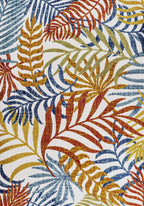 Jonathan Y Amc100B-5 Tropics Palm Leaves Indoor Outdoor Area-Rug Bohemian Floral Easy-Cleaning High Traffic Bedroom Kitchen Backyard Patio Porch Non Shedding, 5 X 8, Cream/Orange