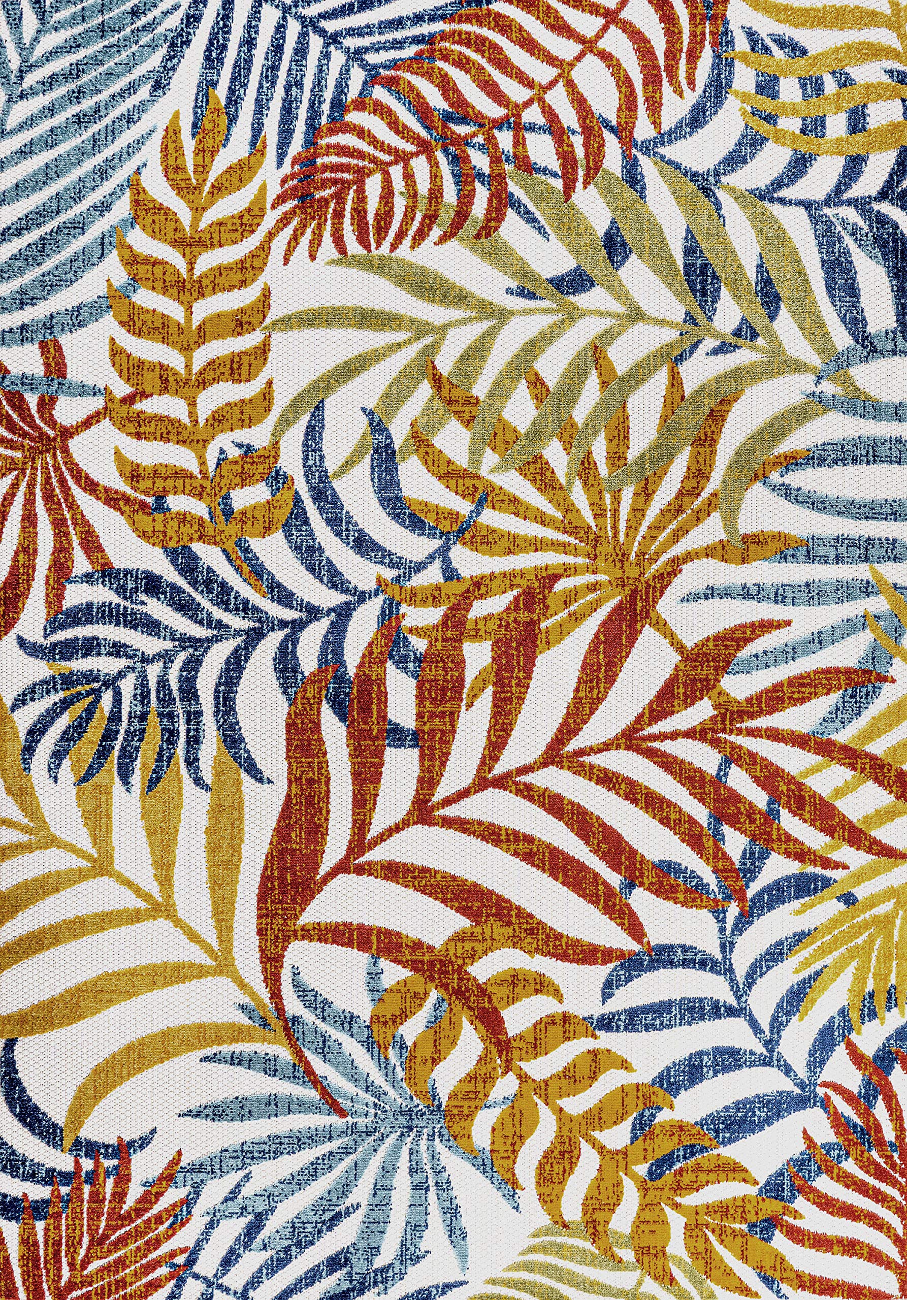 Jonathan Y Amc100B-5 Tropics Palm Leaves Indoor Outdoor Area-Rug Bohemian Floral Easy-Cleaning High Traffic Bedroom Kitchen Backyard Patio Porch Non Shedding, 5 X 8, Cream/Orange