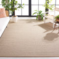 SAFAVIEH Natural Fiber Collection Area Rug - 6 Square, Marble & Linen, Border Sisal Design, Easy Care, Ideal for High Traffic A
