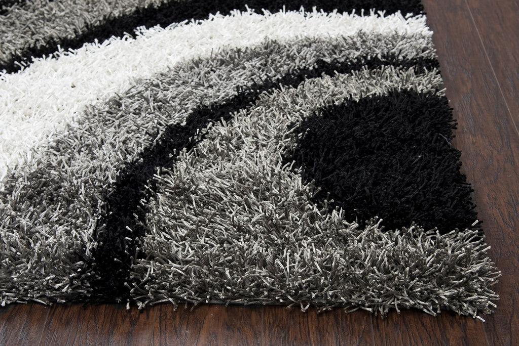 Rizzy Home | Km2323 | Kempton Collection | Polyester Area Rug | 9' X 12' | Multi/Grey/Black/White Stripe