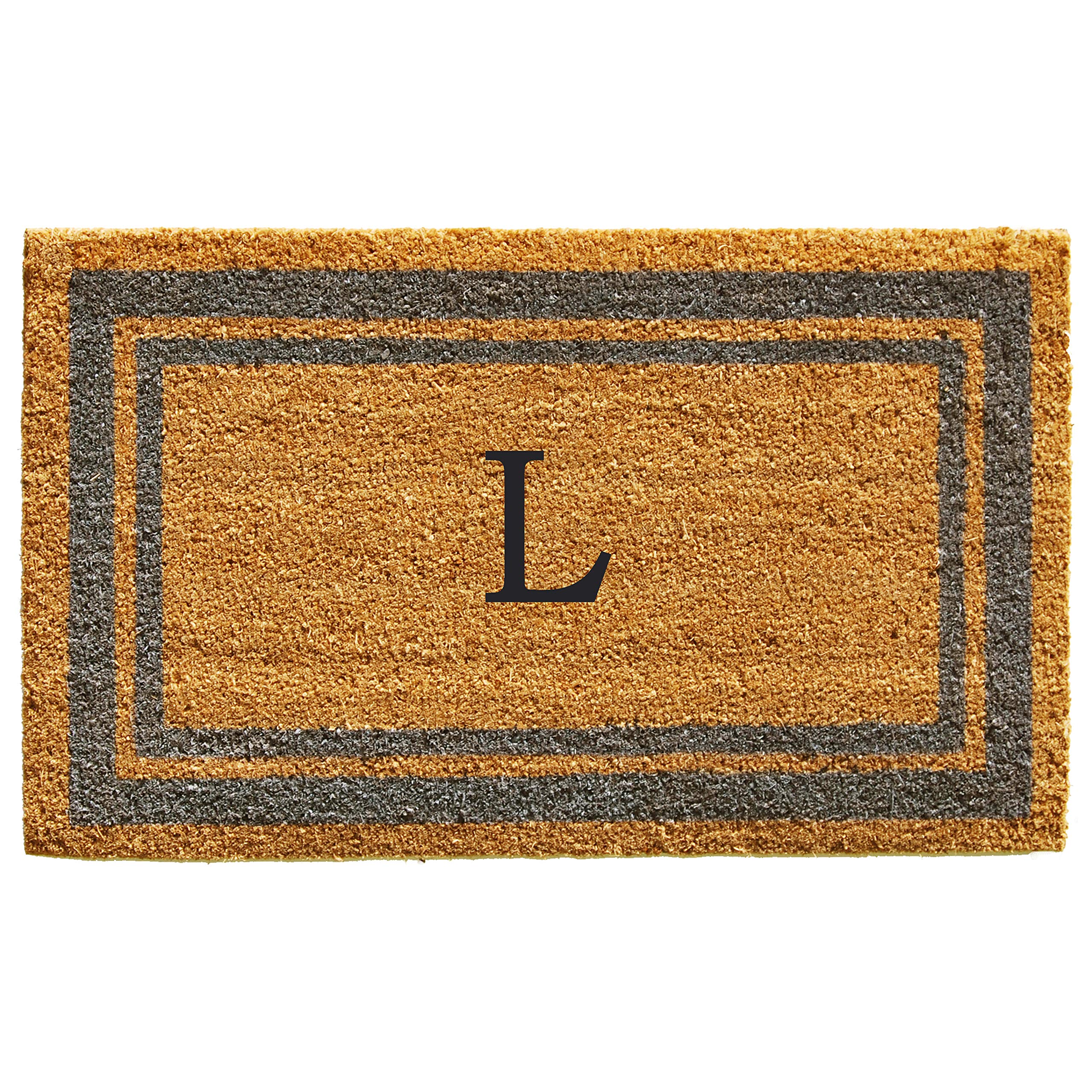 Calloway Mills 153022436L Periwinkle Border 24 x 36 Monogram Doormat, (Letter L)