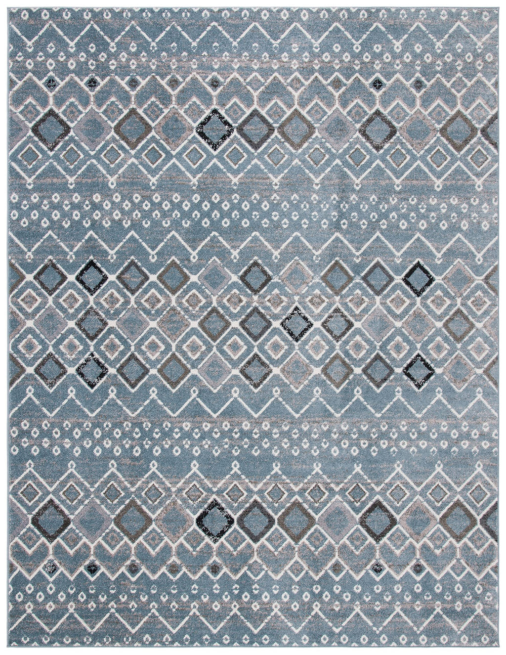 Safavieh Amsterdam Collection Area Rug - 10' X 14', Blue & Ivory, Moroccan Boho Design, Non-Shedding & Easy Care, Ideal For High