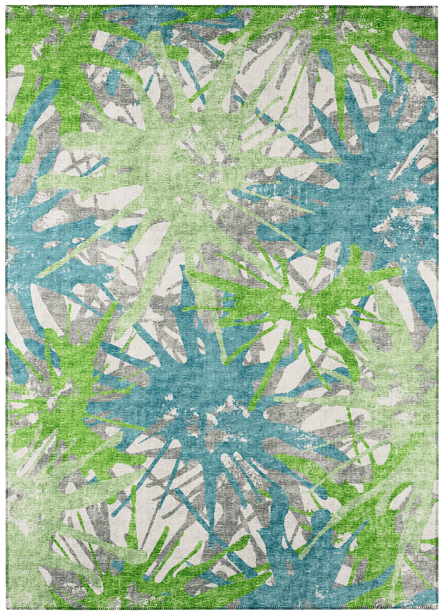 Addison Rugs Bravado Abv36 Green Washable 5' X 7'6" Indoor Outdoor Area Rug, Easy Clean, Machine Washable, Non Shedding, Bedroom, Entry, Living Room, Dining Room, Kitchen, Patio Rug