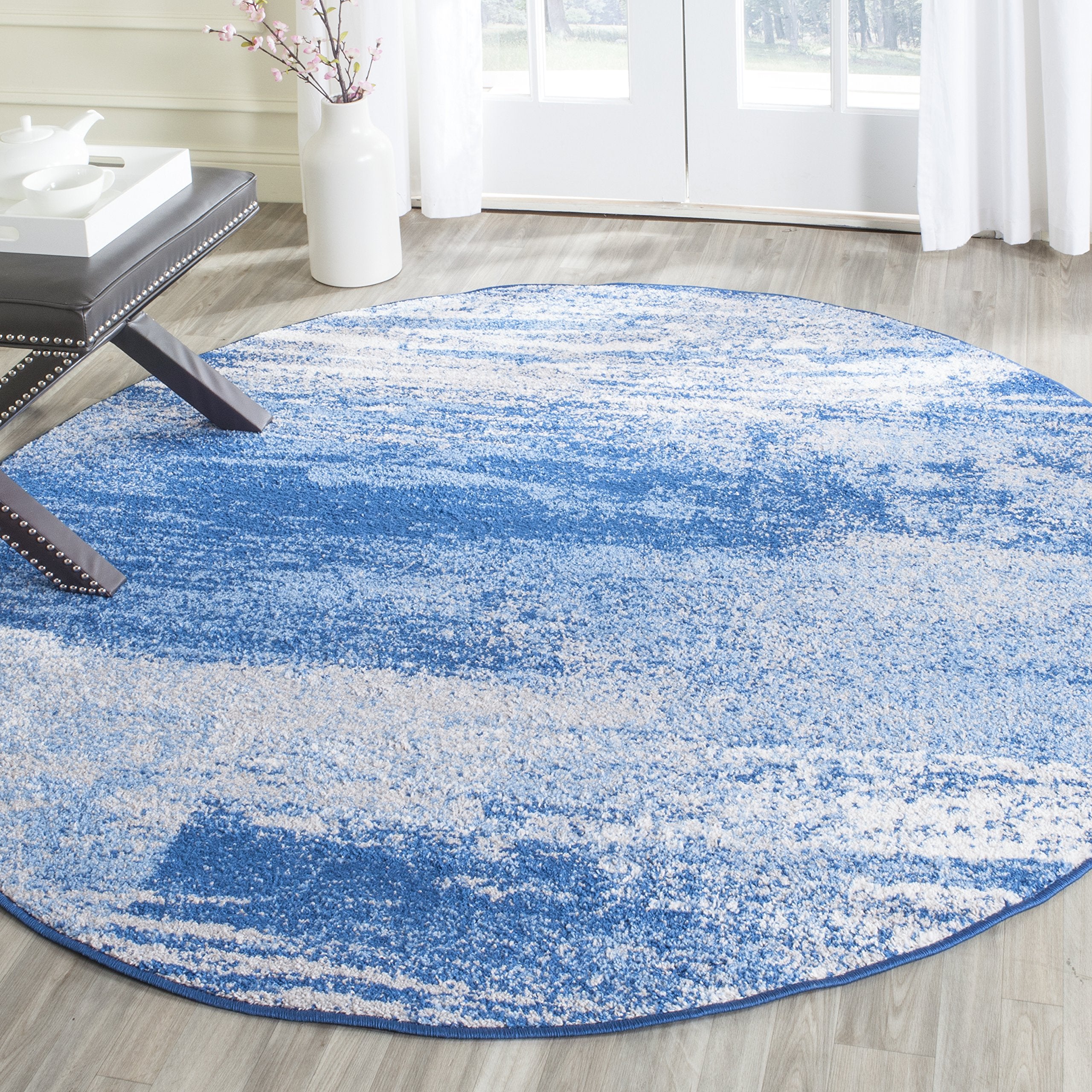 SAFAVIEH Adirondack Collection 3 Round Silver/Blue ADR112F Modern Abstract Non-Shedding Living Room Dining Bedroom Foyer Area R