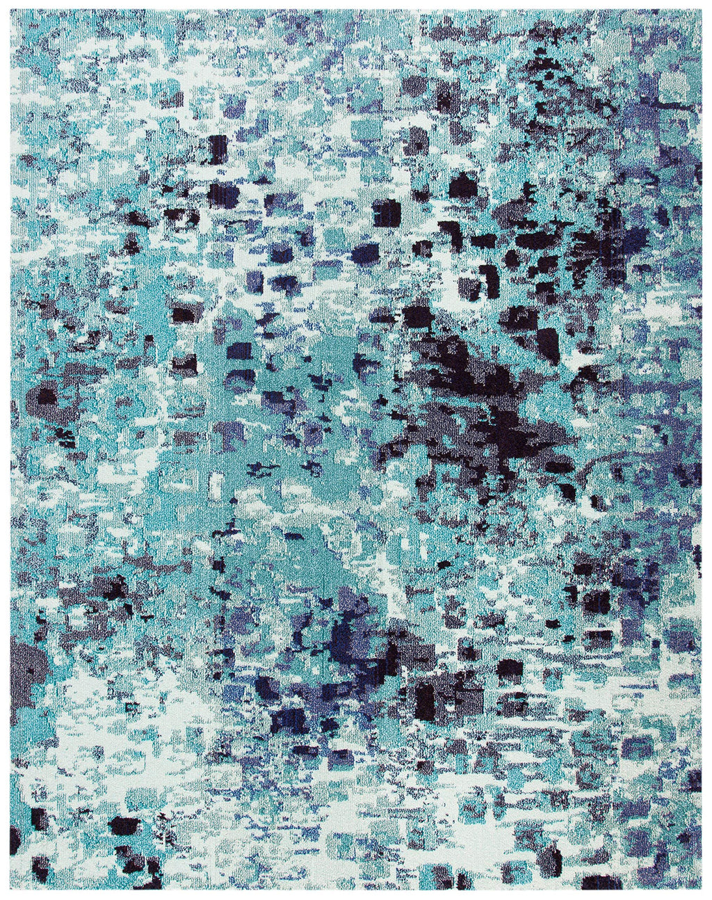 Safavieh Madison Collection Area Rug - 9' X 12', Turquoise & Navy, Boho Abstract Distressed Design, Non-Shedding & Easy Care, Id