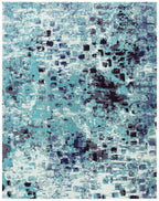 Safavieh Madison Collection Area Rug - 9' X 12', Turquoise & Navy, Boho Abstract Distressed Design, Non-Shedding & Easy Care, Id