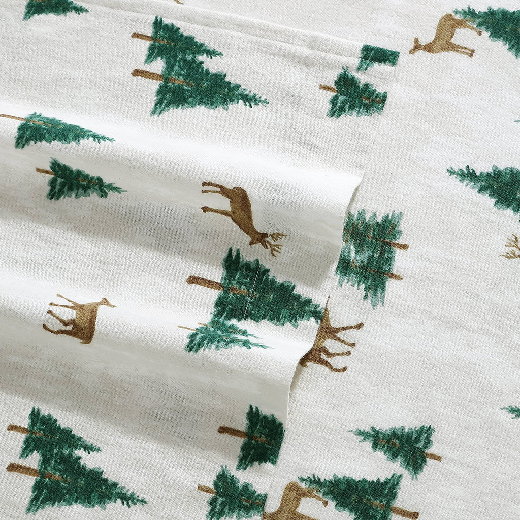 Eddie Bauer - King Sheets, Cotton Flannel Bedding Set, Brushed For Extra Softness, Cozy Home Decor (Deer Hollow, King)