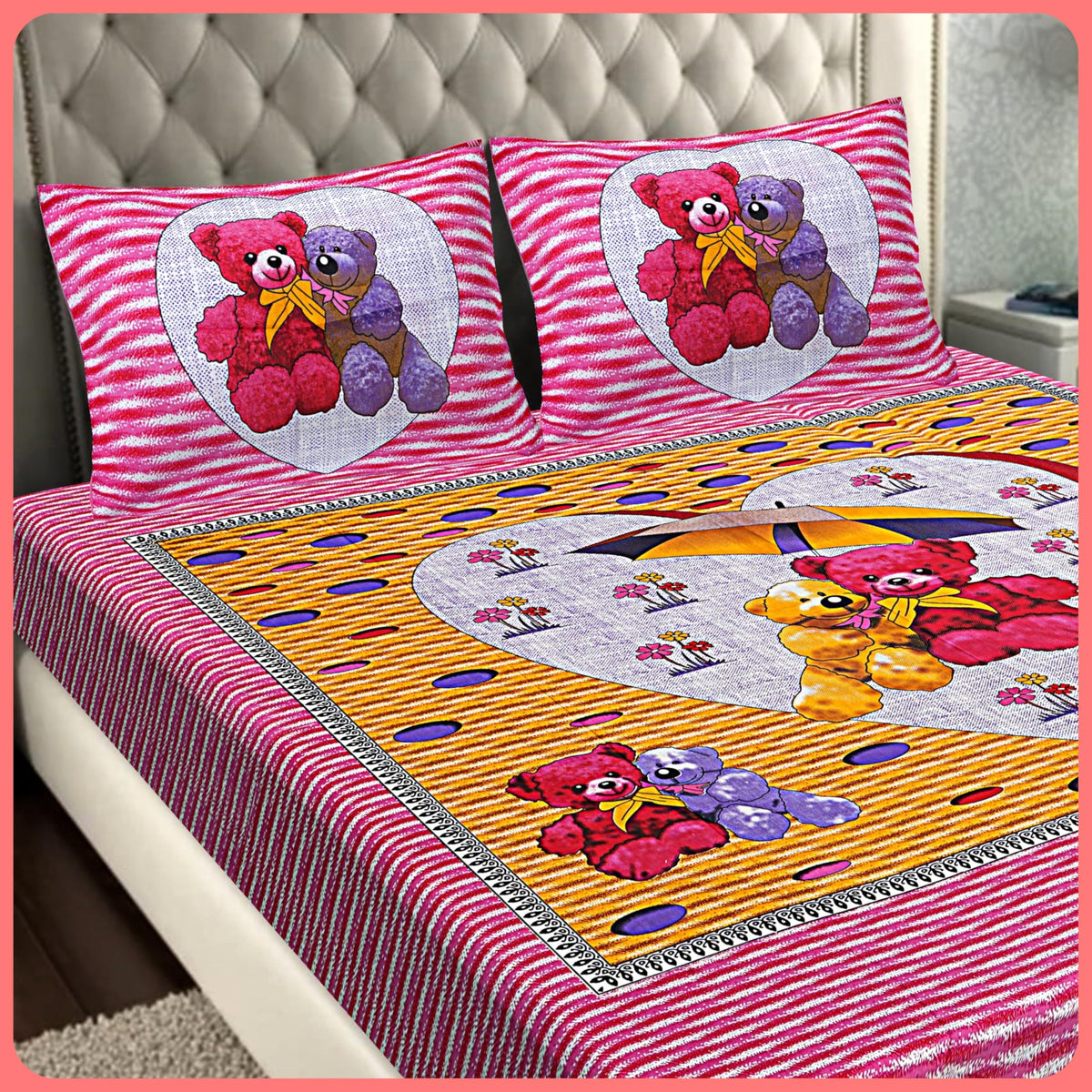 ColorKart 100% Cotton Double Bedsheet for Double Bed King Size Traditional Jaipuri Bedsheet with 2 Pillow Covers  MultiColors21