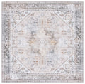 SAFAVIEH Tucson Collection Area Rug - 6 Square, Beige & Grey, Persian Medallion Design, Non-Shedding Machine Washable & Slip Re