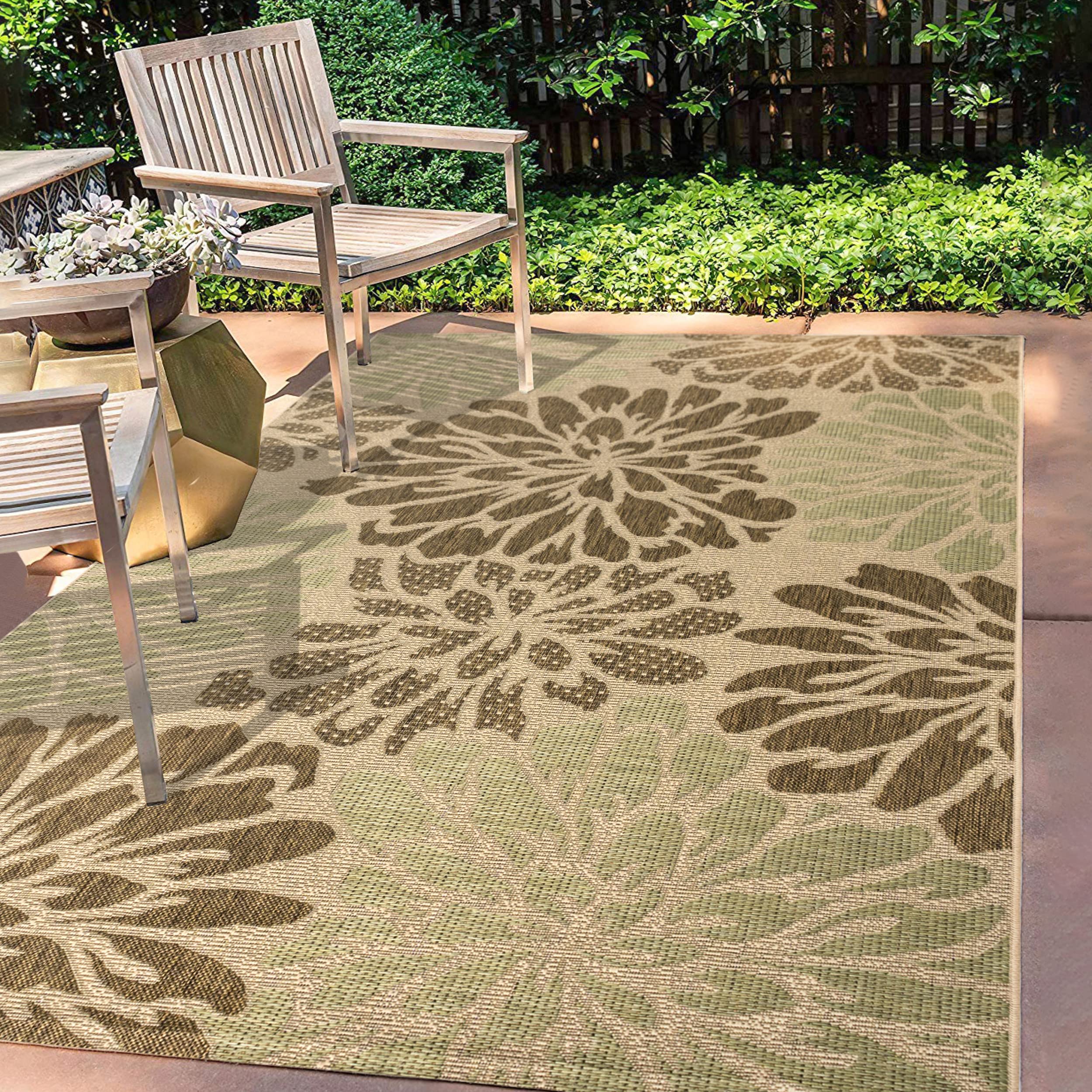 Jonathan Y Smb110A-3 Zinnia Modern Floral Textured Weave Indoor Outdoor Area Rug Bohemian Coastal Easy Cleaning Bedroom Kitchen