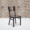 2 Pk. Slat Back Metal Chair - Walnut Wood Back & Seat
