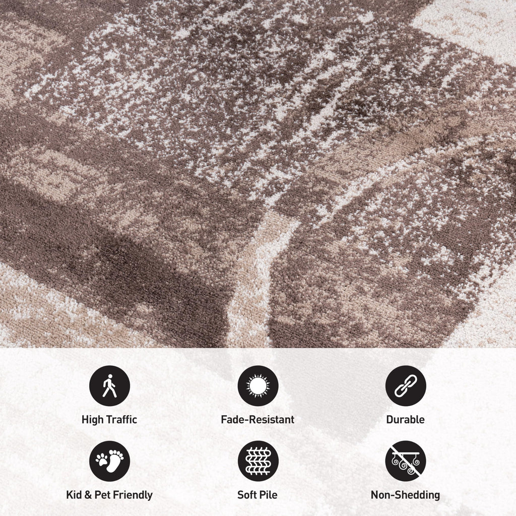 Rugshop Contemporary Abstract Circle Design Soft Area Rug 2' X 3' Brown