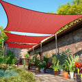 Shademart 8' X 16' Red Sun Shade Sail Rectangle Canopy Smtapr0816 Fabric Cloth Screen, Water Permeable & Uv Resistant, Heavy Dut