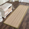 Safavieh Natural Fiber Collection Runner Rug - 26 x 8, Natural & Olive, Border Herringbone Seagrass Design, Easy Care, Ideal f