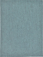 Unique Loom Collection Casual Transitional Solid Heathered Indoor/Outdoor Flatweave Area Rug (9' X 12' Rectangle, Teal/Navy Blue