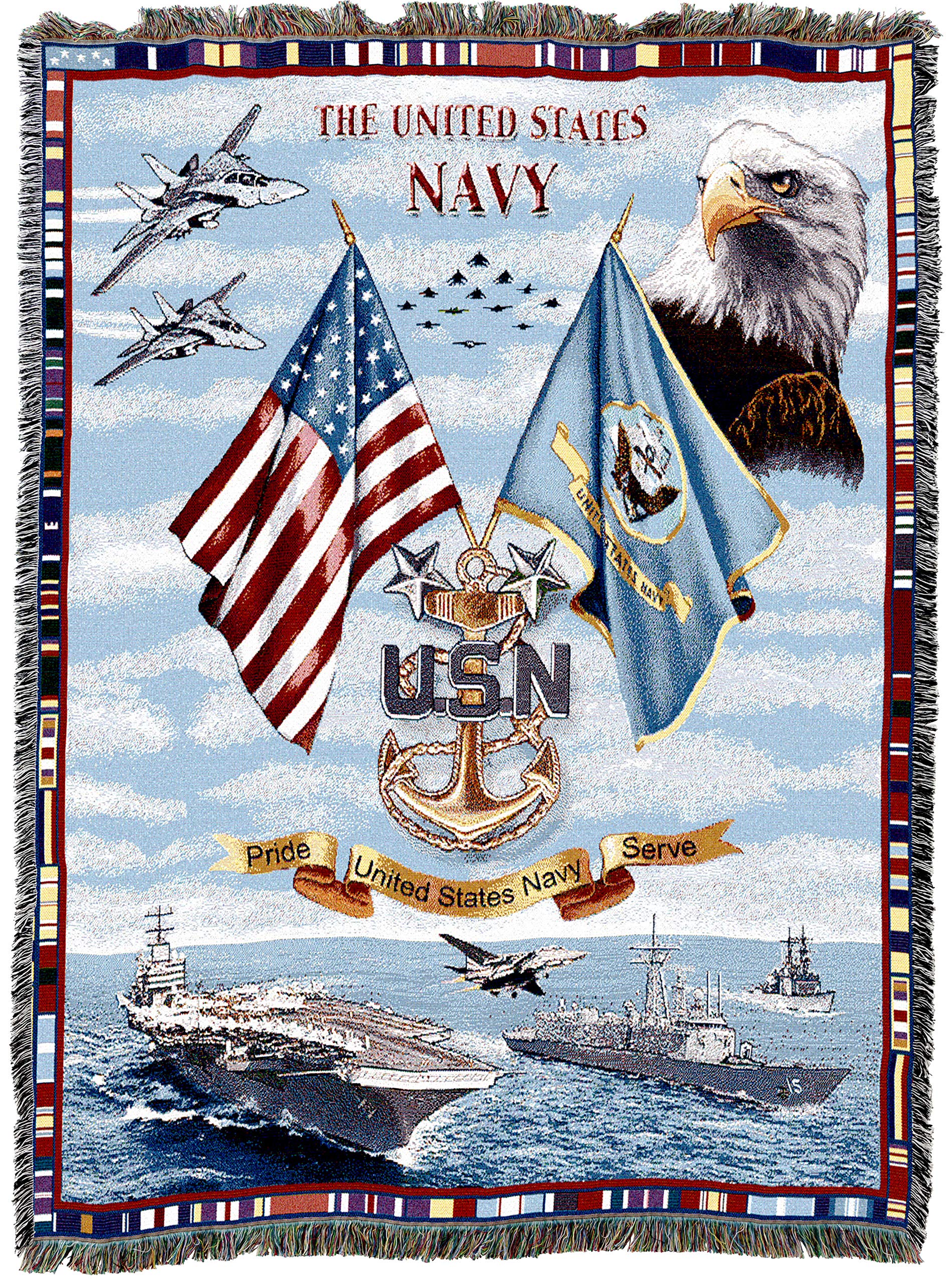 Pure Country Weavers Pcw - Us Navy Blanket Xl Master Chief - Gift Military Tapestry Throw Woven From Cotton - Made In The Usa (8