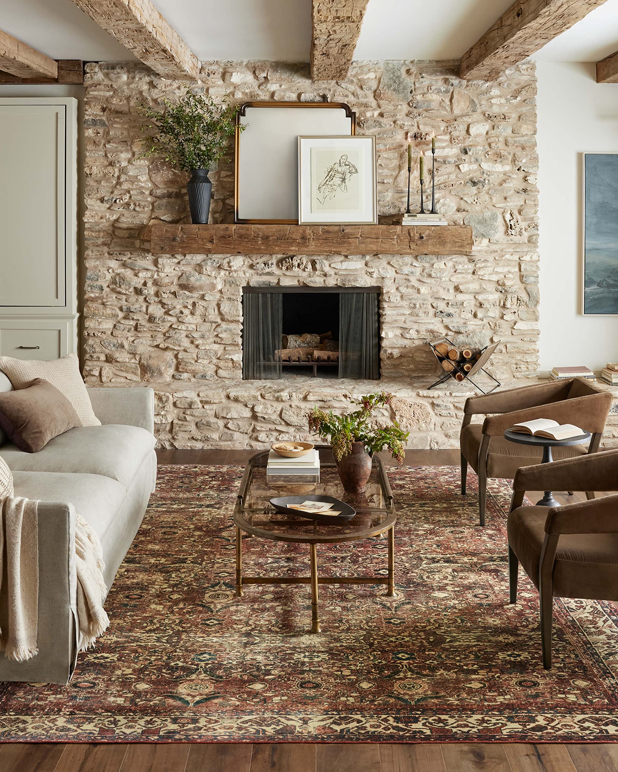 Loloi Magnolia Home by Joanna Gaines x Banks Brick/Ivory 8-6 x 11-6 Area Rug