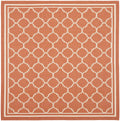 SAFAVIEH Courtyard Collection 67 Square Terracotta / Bone CY6918 Trellis Indoor/ Outdoor Splashproof Easy Scrubbing Patio Backy
