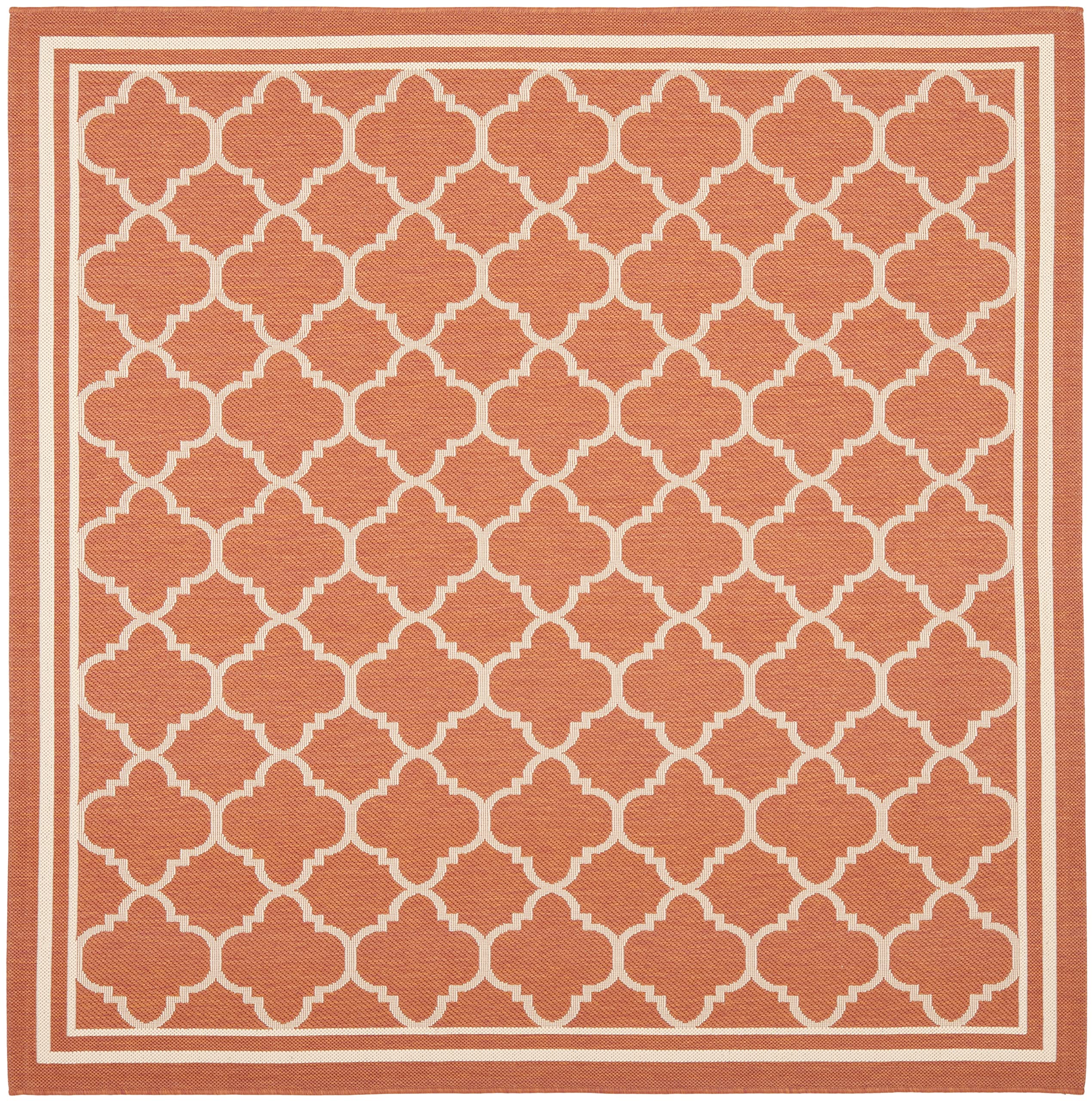 SAFAVIEH Courtyard Collection 67 Square Terracotta / Bone CY6918 Trellis Indoor/ Outdoor Splashproof Easy Scrubbing Patio Backy