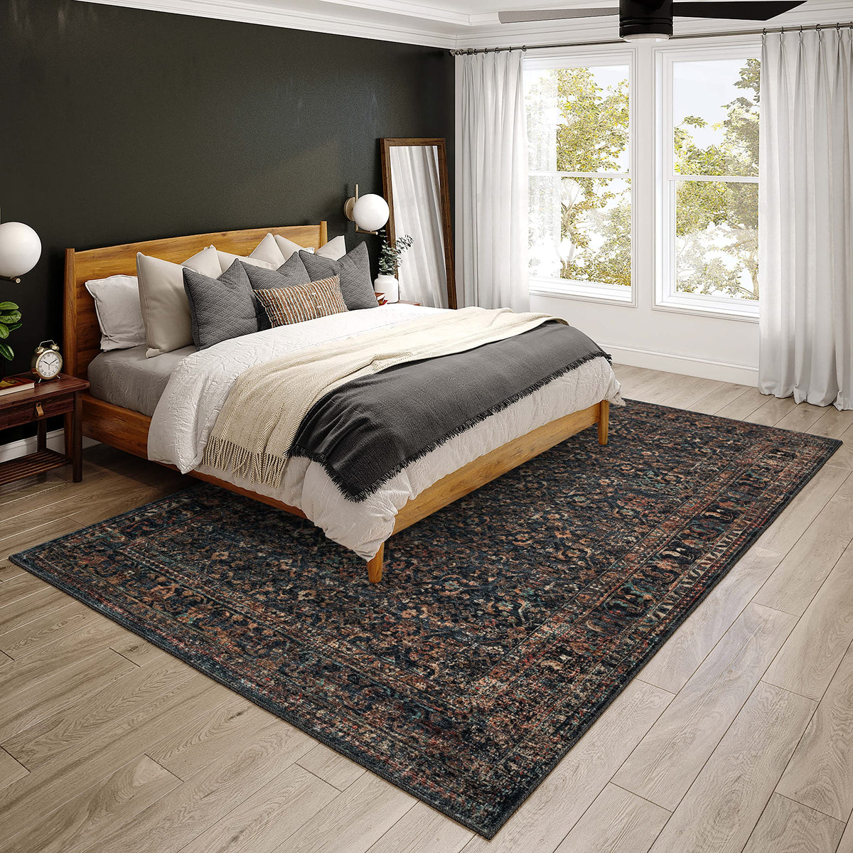 Dalyn Rugs Jericho Jc10 Midnight 5' X 7'6" Rectangle Soft Area Rug, Easy Clean, Non Shedding, Bedroom, Entry, Living Room, Dining Room, Kitchen Rug