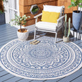 Safavieh Courtyard Collection 6'7' Round Light Grey/Black Cy8734 Indoor/ Outdoor Waterproof Easy Cleaning Patio Backyard Mudroom Area Rug