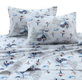 Tribeca Living Snmansheetfunr Snowman Navy/Red Printed Flannel Deep Pocket Sheet Set, Full