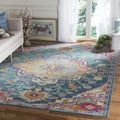 SAFAVIEH Crystal Collection X-Large Area Rug - 11 x 16, Teal & Rose, Medallion Distressed Design, Non-Shedding & Easy Care, Id