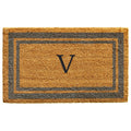 Calloway Mills 153022436V Periwinkle Border 24 x 36 Monogram Doormat, (Letter V)