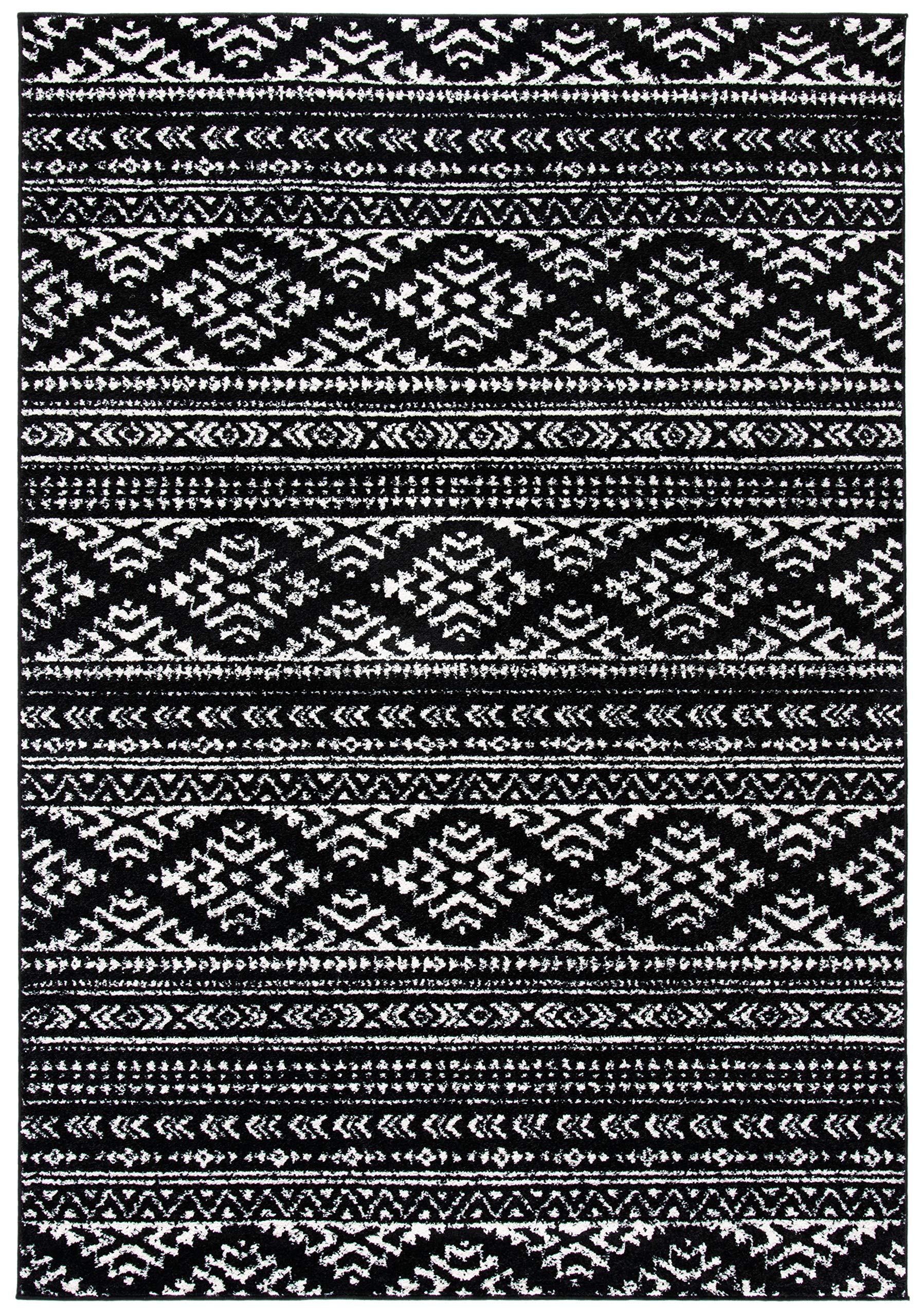 SAFAVIEH Tulum Collection Accent Rug - 2 x 5, Black & Ivory, Moroccan Boho Tribal Design, Non-Shedding & Easy Care, Ideal for 