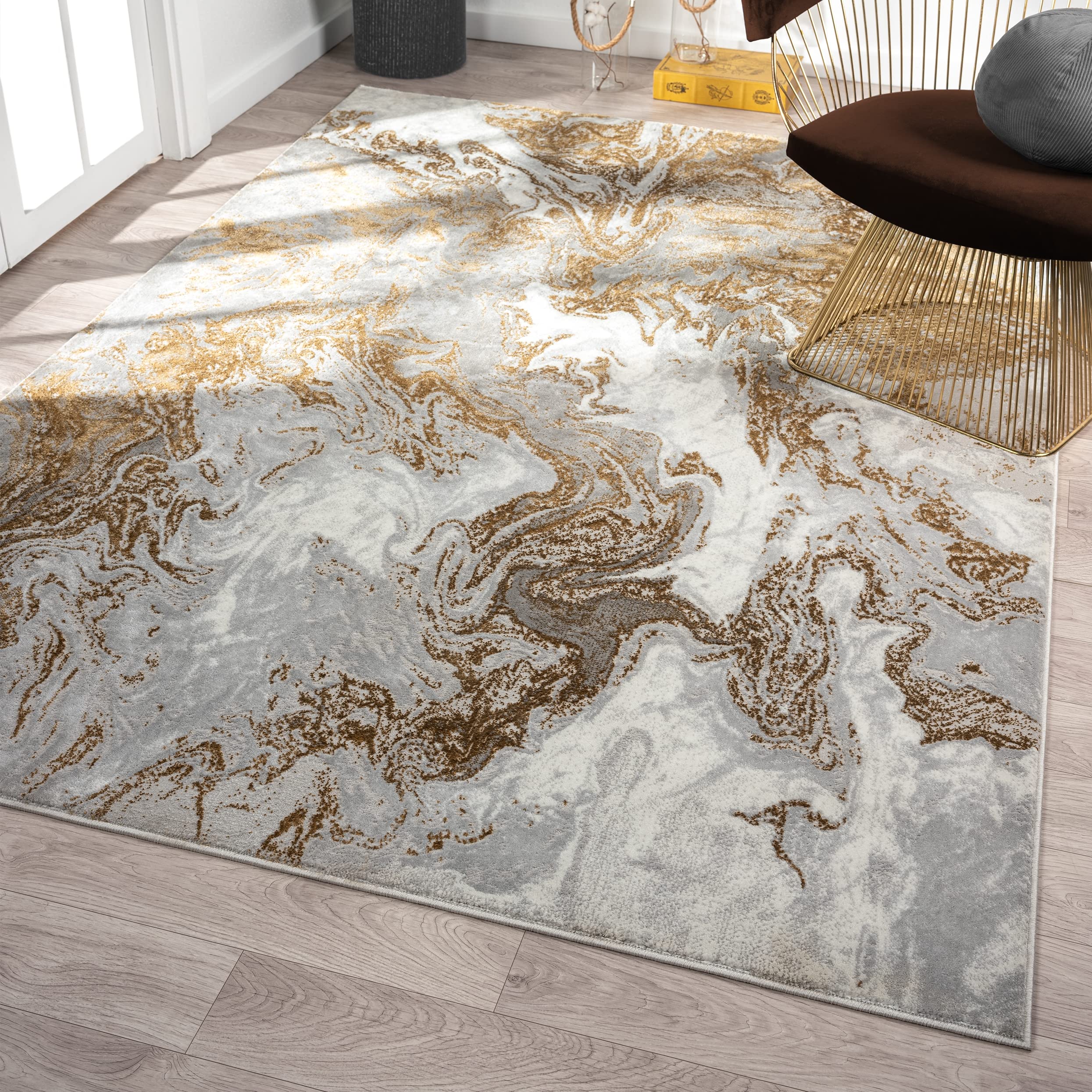 LUXE WEAVERS Marble Swirl Abstract Area Rug, Gray 6x9