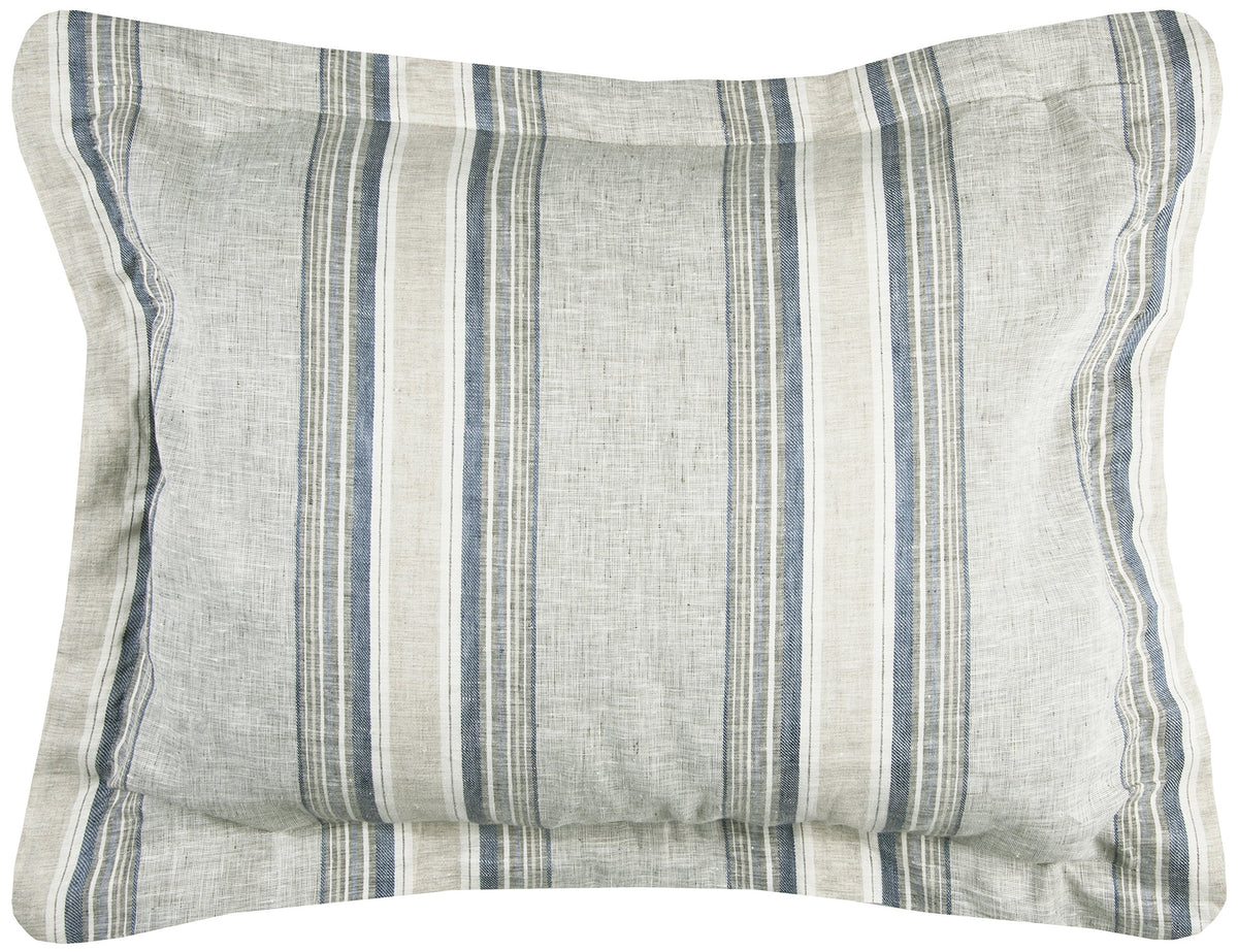 Rizzy Home | BT4008 | King Sham | 20"x36" Blue/Neutral/Gray Stripe