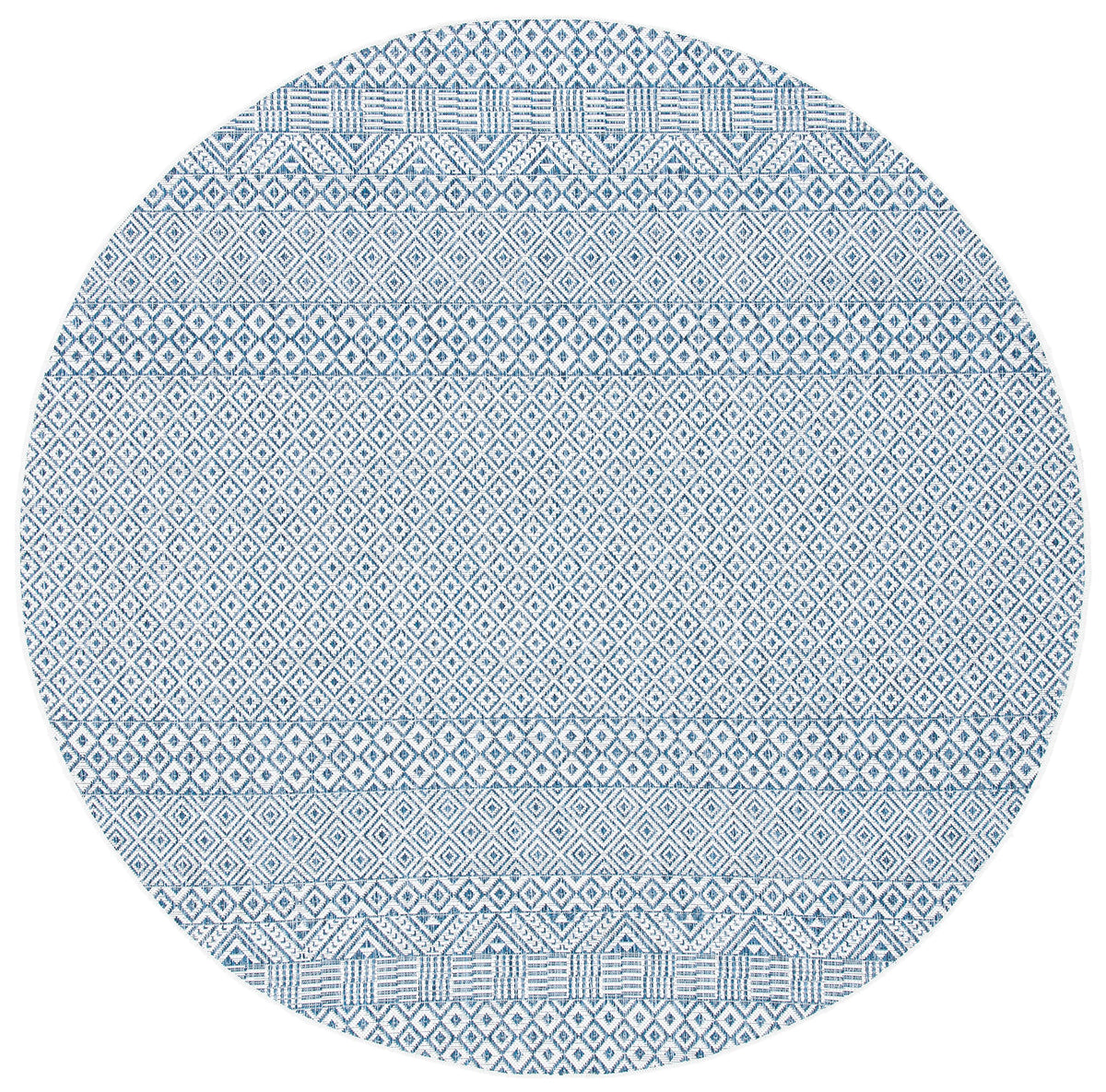 Safavieh Courtyard Collection 4' Round Blue/Navy Cy8235 Indoor/ Outside Waterproof Easy Cleansingpatio Backyard Mudroom Area Mat