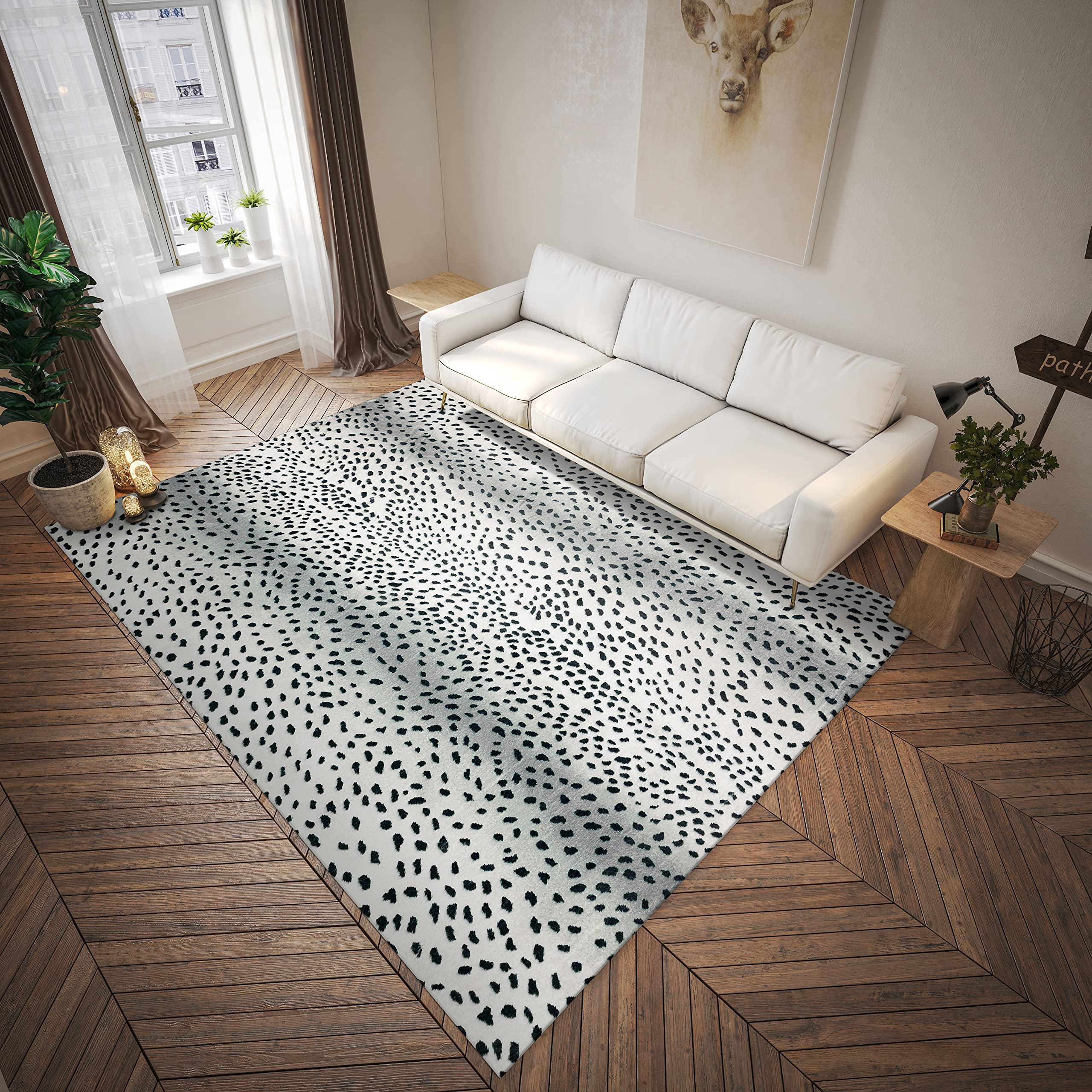 Dalyn Rugs Akina Antelope Animal Print Ak3 Faux Fur Ivory 3' X 5'